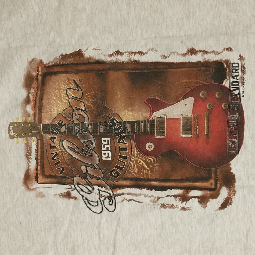 1997 Vintage Gibson Guitar Tee Deadstock T Shirt Custom Art Historic Nineties L
